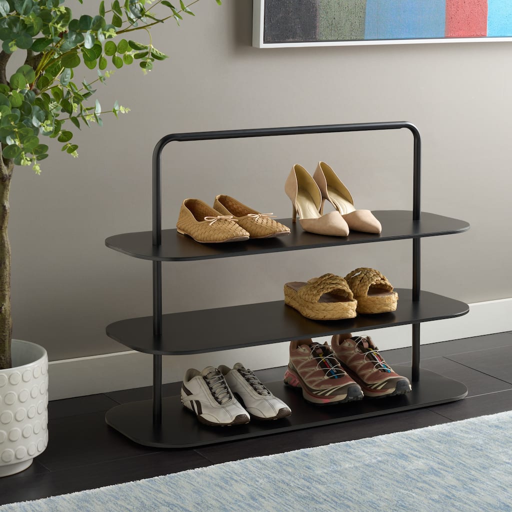 SAFAVIEH Home Jordan 3 Tier Metal Shoe Rack - 34"W x 13"D x 26"H