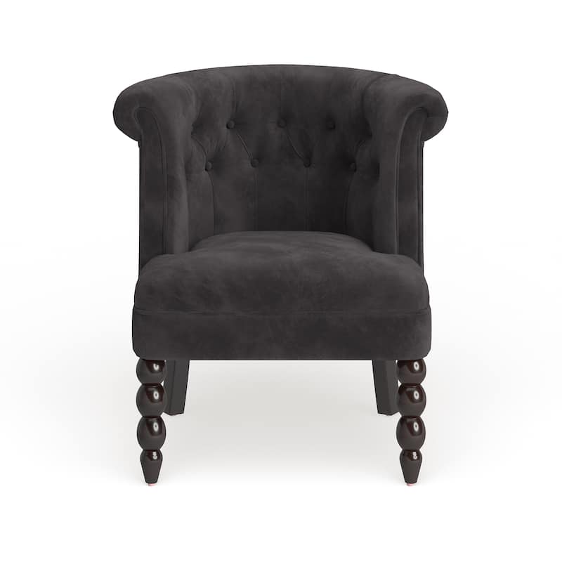 Silver Orchid Heston Victorian Style Contemporary Black Velvet Upholstered Accent Chair