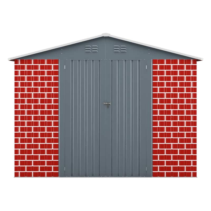 12 x 8 Ft Outdoor Storage Shed, Garden Tool Shed w/ Lockable Doors, Vents,Utility Metal Shed for Backyard Patio