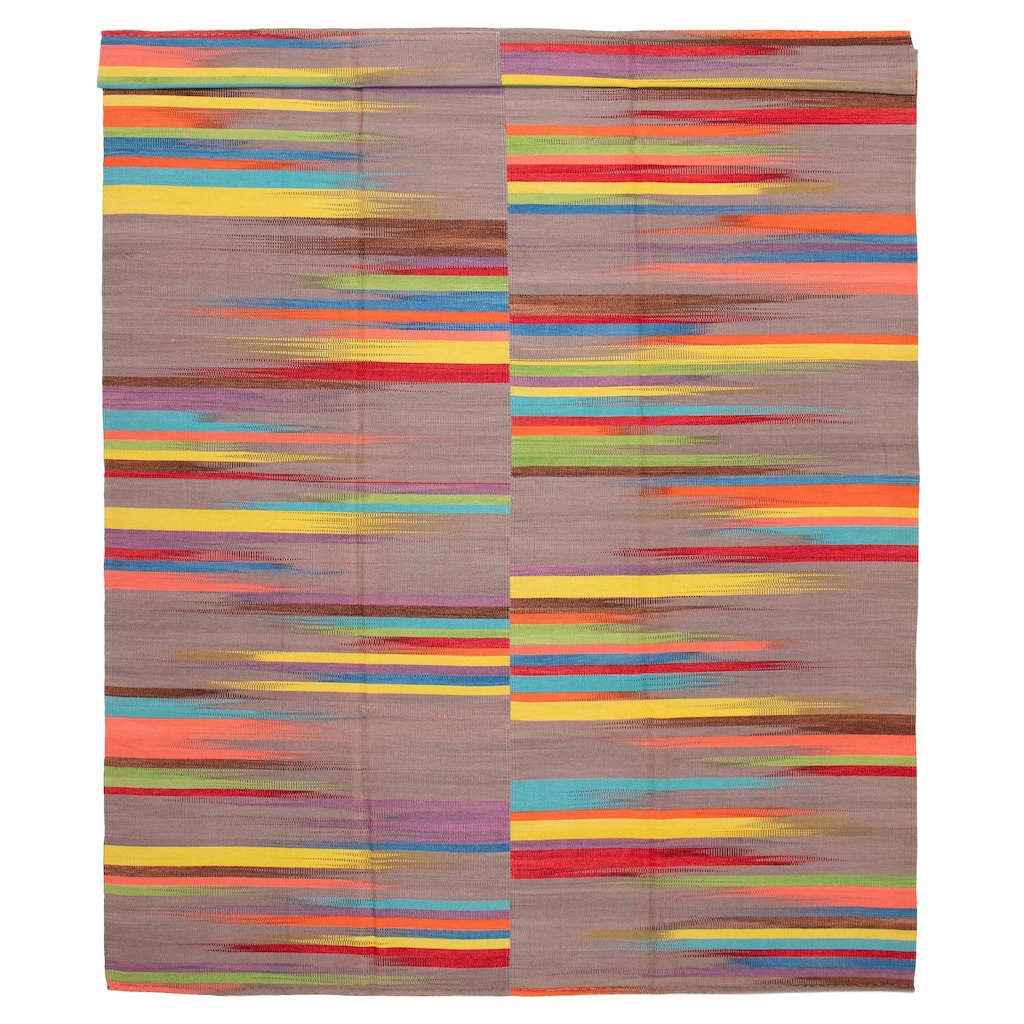 ECARPETGALLERY Flat-Weave Ankara FW Grey Wool Kilim - 9'10 x 12'10