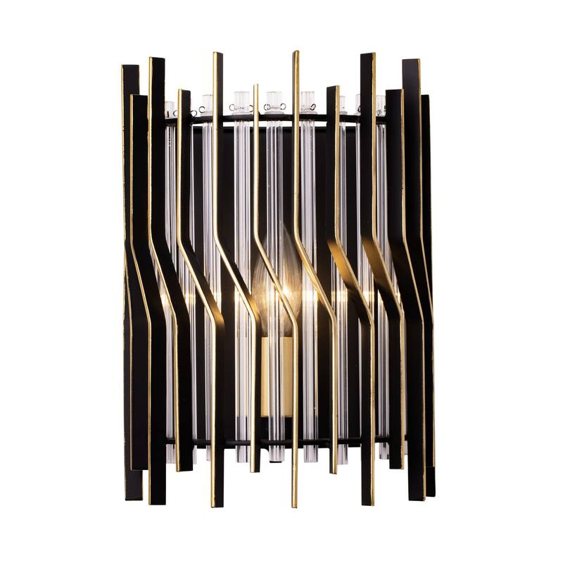 Varaluz Park Row Wall Sconce - Matte Black/French Gold - 4.75"D x 8"W x 11"H - Matte Black/French Gold