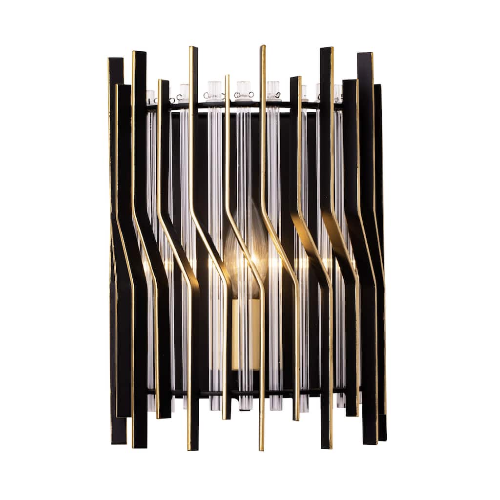Varaluz Park Row Wall Sconce - Matte Black/French Gold - 4.75"D x 8"W x 11"H
