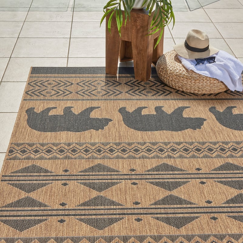 Gertmenian Paseo Orin Chestnut Brown Rustic Tribal Bear Indoor/ Outdoor Area Rug