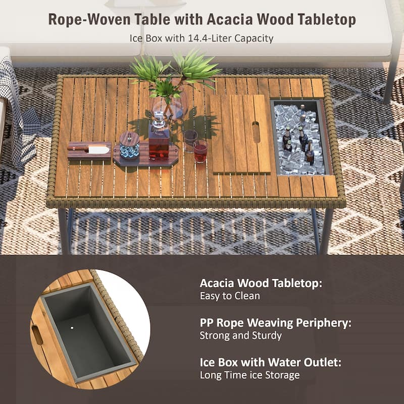 6-Piece Rope Patio Furniture L-Shaped Set