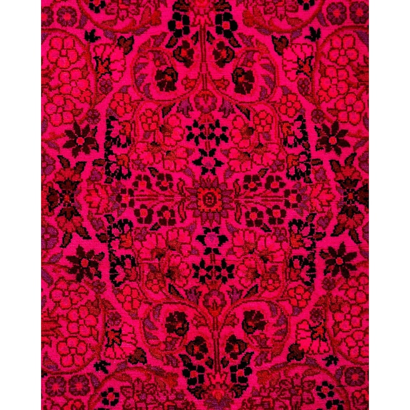 Overton Hand Knotted Wool Vintage Inspired Modern Contemporary Overdyed Pink Area Rug - 3' 1" x 5' 4"