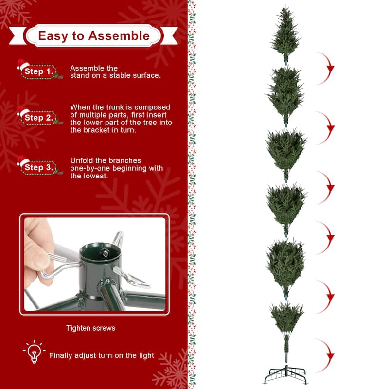 Glitzhome 15FT Pre-Lit Slim Fir or Spruce Artificial Christmas Tree with 1500/1400 Warm White LED Lights