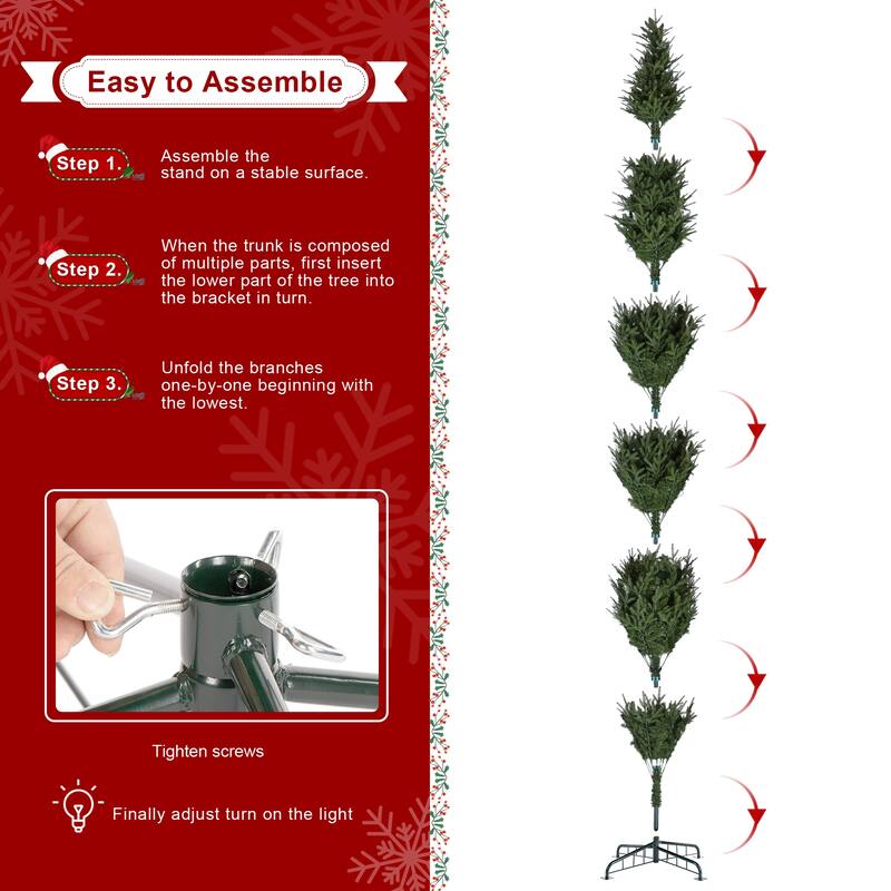 Glitzhome 7.5FT/9FT/11FT/15FT Pre-Lit Green Slim Fir Artificial Christmas Tree with Remote Control