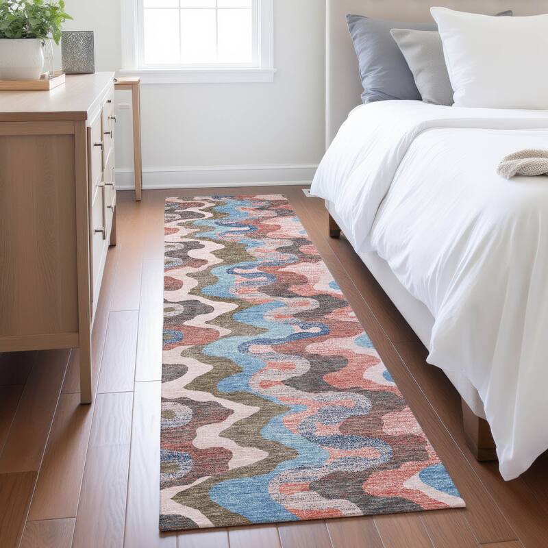 Machine Washable Indoor/ Outdoor Modern Mason Chantille Rug