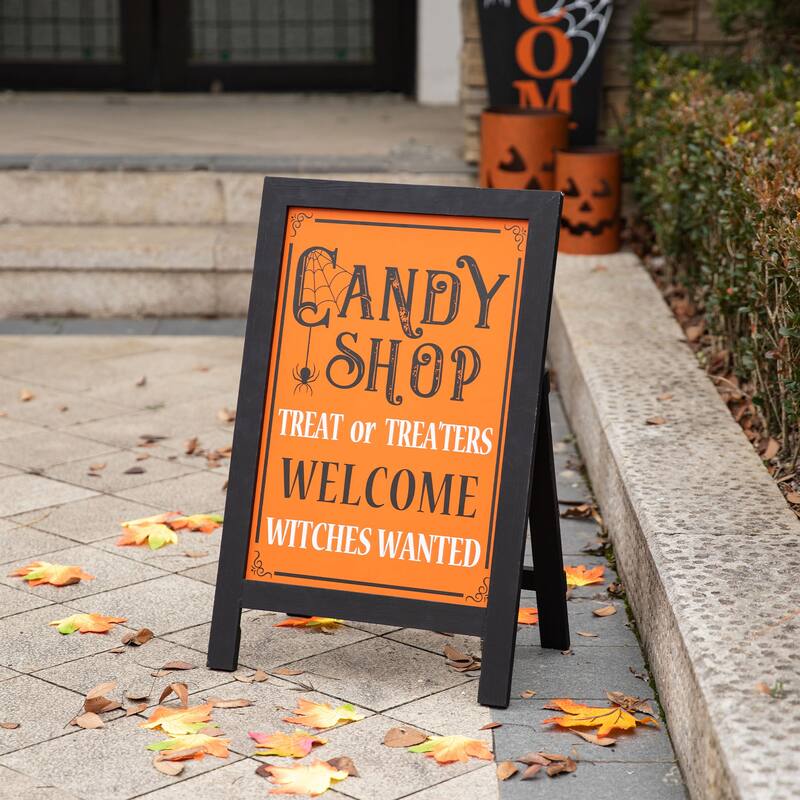 Glitzhome 24''H Halloween Fall Wooden Standing Easel or Hanging Decor