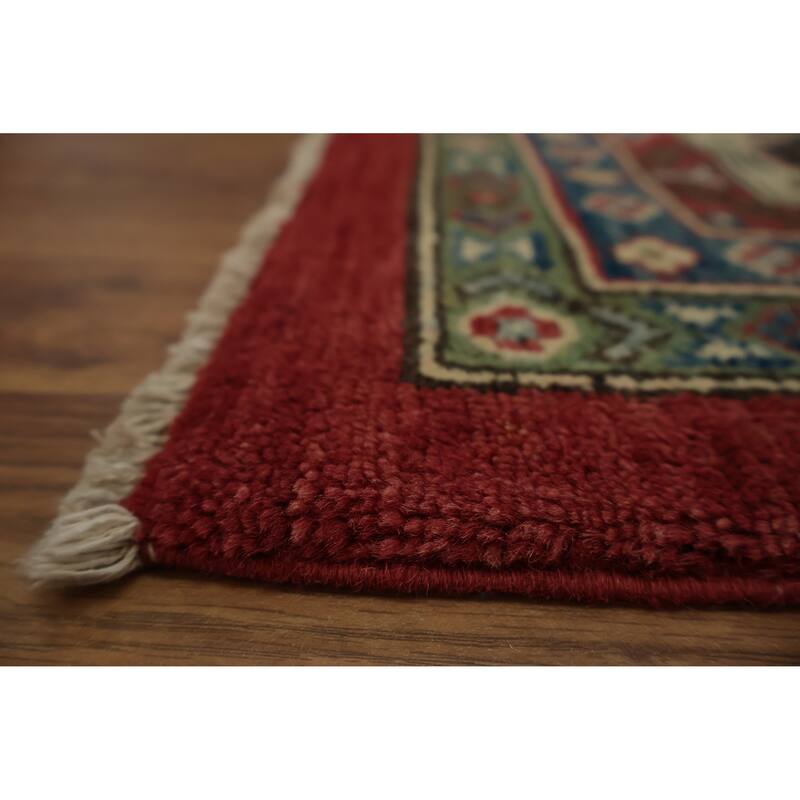 Hand Knotted Oriental 100% Wool Carpet Traditional Geometric Red Kazak Area Rug - 12' 0'' X 9' 0''