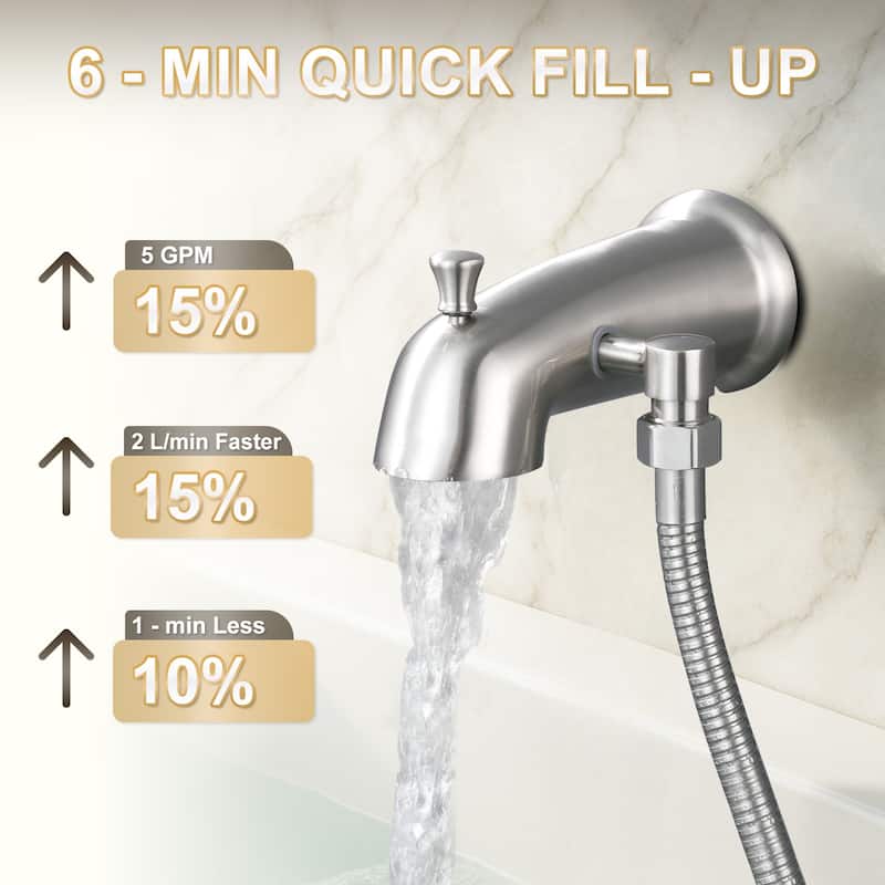 WOWOW Integrated Diverter Bathtub Spout with Showerhead Connection
