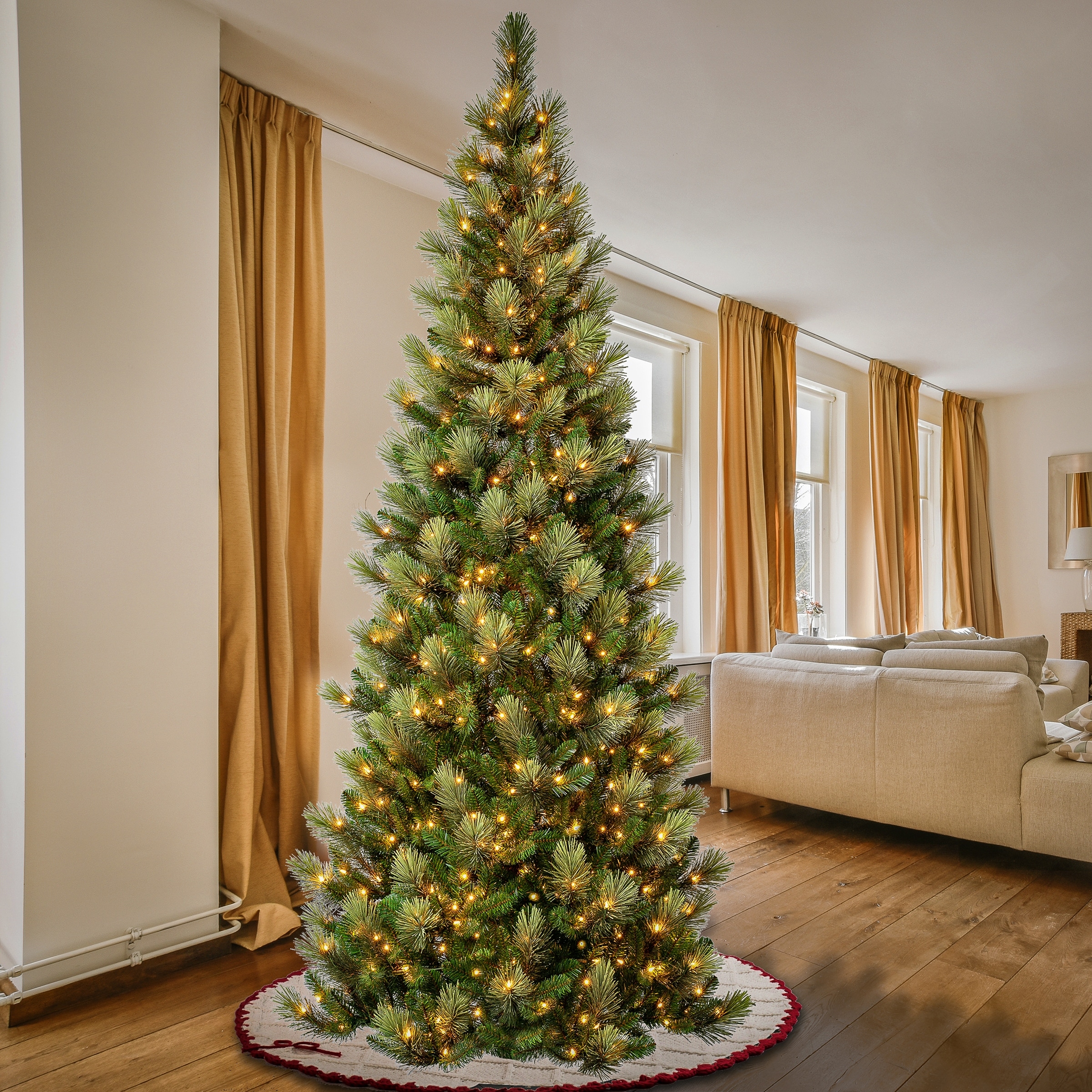 National Tree Company First Traditions 9 ft. Charleston Pine Slim Artificial Christmas Tree with Clear Lights