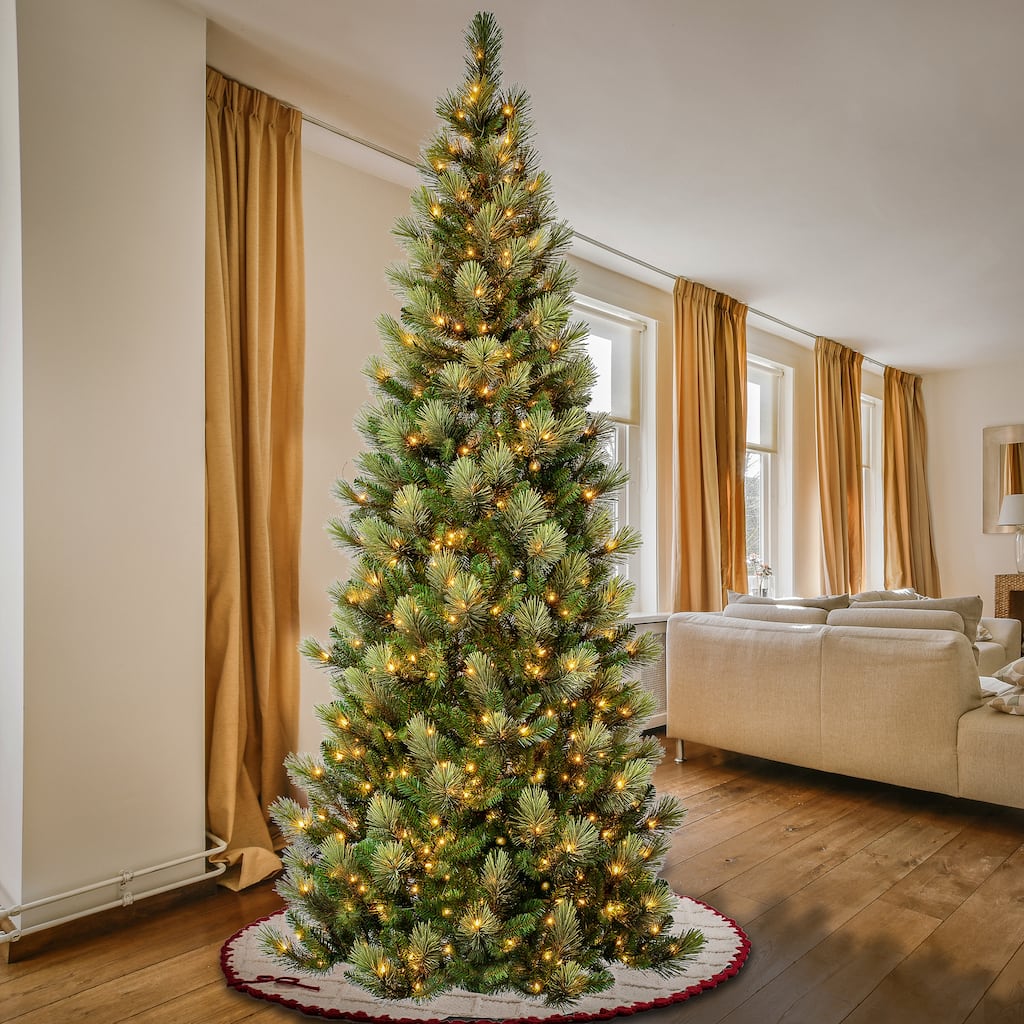 National Tree Company 9 ft. Charleston Pine Slim Tree with Clear Lights - 9 Foot