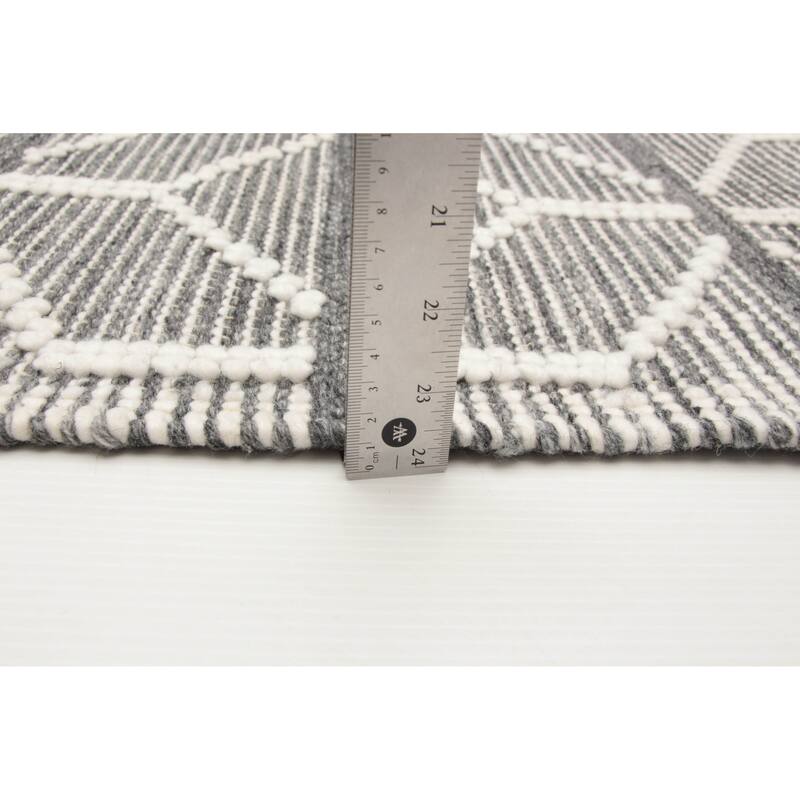 ECARPETGALLERY Braid weave Sienna Grey Wool Rug - 5'0 x 8'0