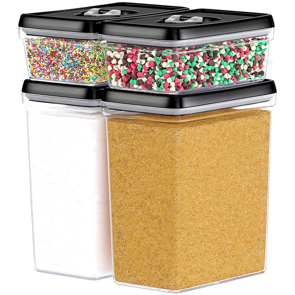 Large Airtight Food Storage Containers Clear Plastic Bulk Food Pantry & Kitchen Storage Containers,Sugar & Baking Supplies 4 Pcs