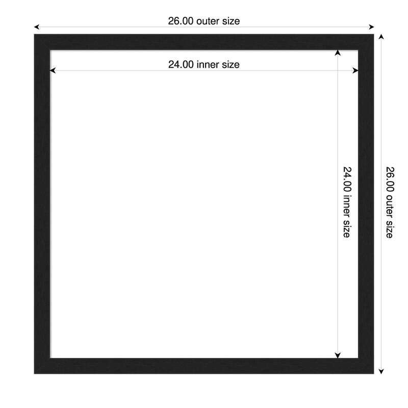 Amanti Art Grace Brushed Gold Narrow Framed Dry Erase Magnetic Board - 26 x 26 in - Grace Brushed Metallic Black Narrow