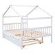 preview thumbnail 24 of 34, Full Size Wooden House Bed with Twin Size Trundle Bed Frame for Kids, Teens, Girls, Boys No Box Spring Needed, Easy Assembly
