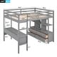 preview thumbnail 6 of 16, Full Size Loft Bed with Built-in Desk, Two Drawers & Storage Shelves, Solid Wood Slats Support, Ideal for Kids' Furniture