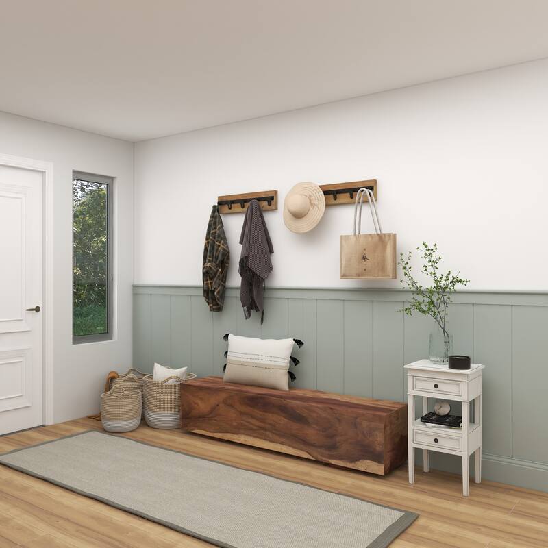 Gold Wooden 6 Hangers Wall Hook - 24 x 4 x 6