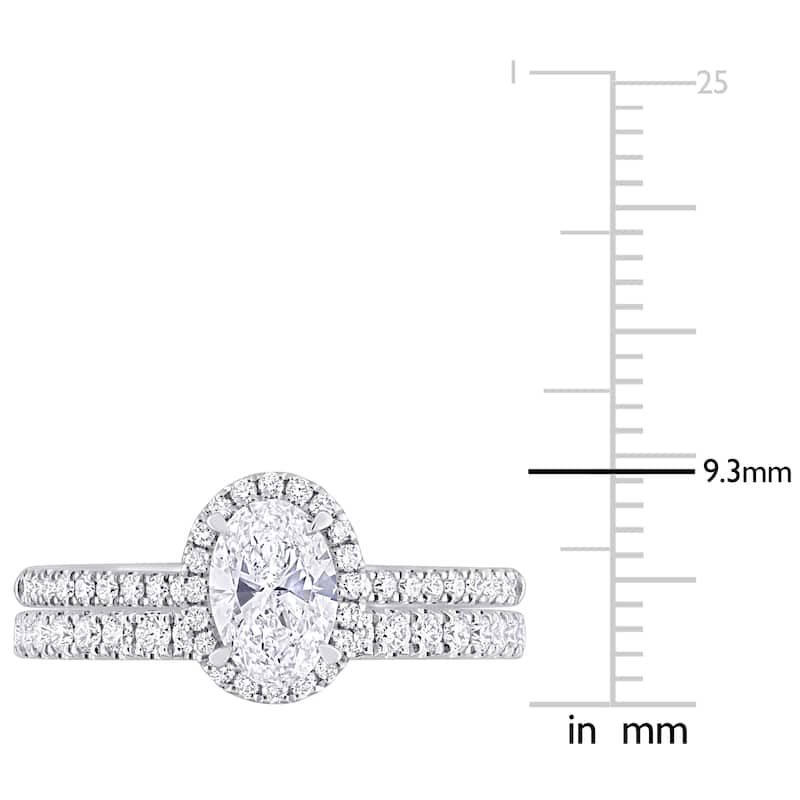 Miadora 1 1/3ct TW Oval Round-Cut Lab-Grown Diamond Bridal Ring Set 14k White Gold