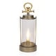 preview thumbnail 1 of 10, Vintage Metal and Glass Lantern with Warm White LED- Large