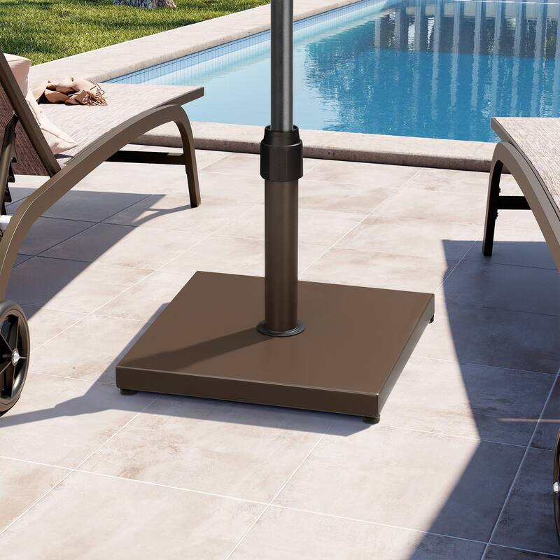 Outdoor Market Umbrella Base Holder Square Concrete / Cement Metal w/Wheels