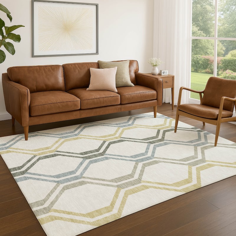 Machine Washable Indoor/ Outdoor Contemporary Dimensions Chantille Rug