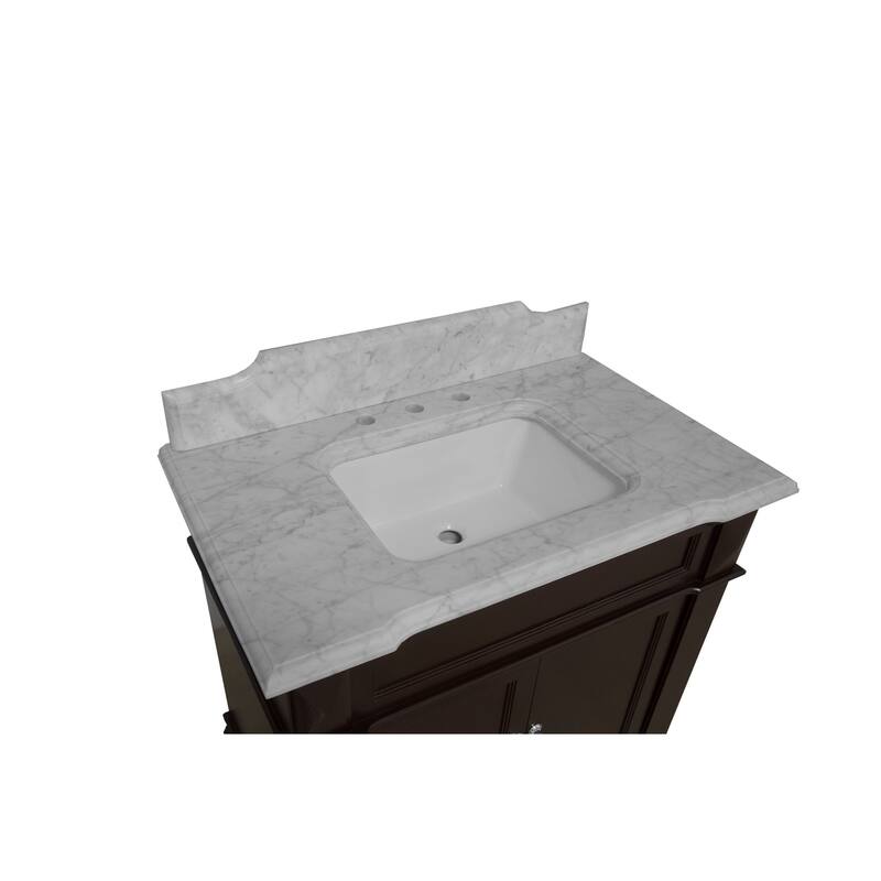 KitchenBathCollection Elizabeth 36" Bathroom Vanity with Carrara Marble Top