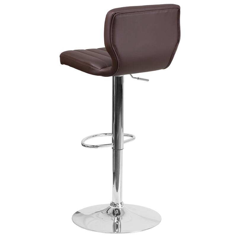 Contemporary Chrome Adjustable Bar Stool - 16.5"W x 19"D x 34.5" - 43"H