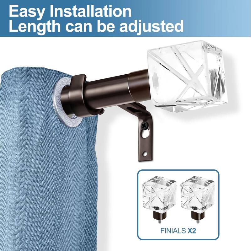 1-inch Diameter Cut Ice Adjustable Single Drapery Curtain Rod