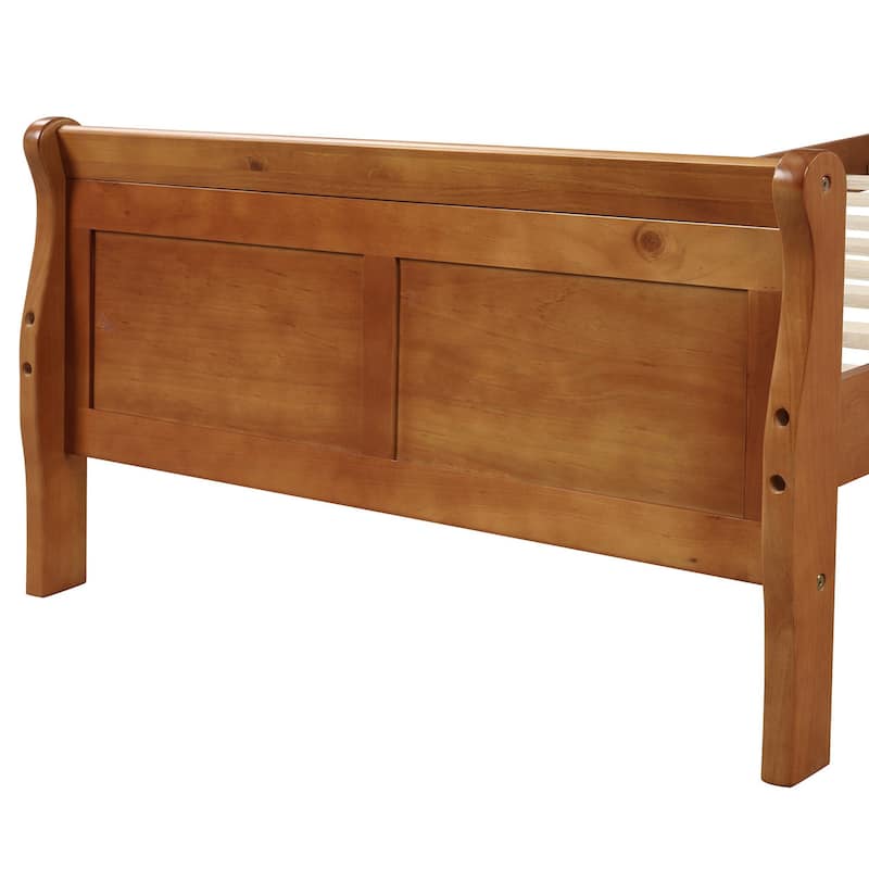 Twin/Full/Queen Wood Frame Sleigh Bed with Footboard