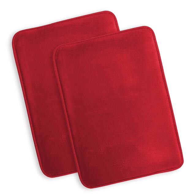 Clara Clark Ultra Soft Plush Bathroom Rug - Non-Slip, Velvet, Memory Foam Bath Mat - Set of 2 - Set of 2 17x24 - Burgundy Red