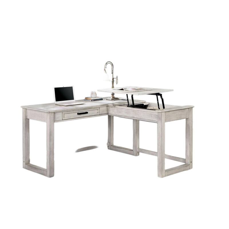 GDFStudio - Transitional Computer Desk with Lift-Top Design, USB Port & Power Outlet, Dovetail Drawer Storage