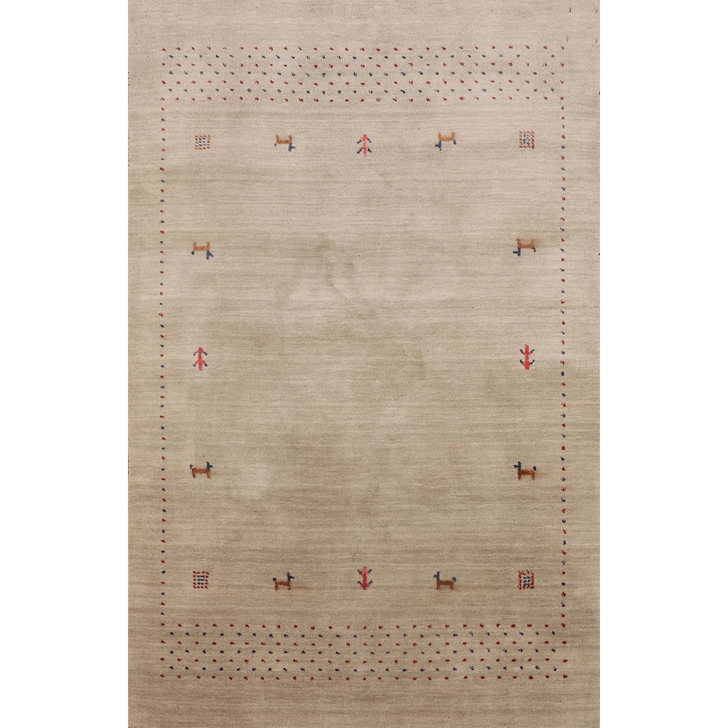 Little Animals Tribal Gabbeh Indian Foyer Rug Hand-Knotted Wool Carpet - 3'11"x 5'10"