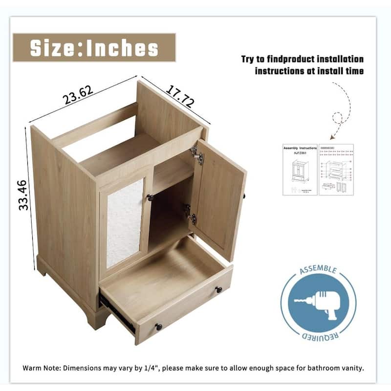 GDFStudio - Nathan Modern Freestanding Bathroom Vanity with Ceramic Sink and Soft-Close Storage Drawer