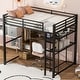 preview thumbnail 3 of 8, Teens Full Size Loft Bed with Built-in Desk and Wardrobe, Black Metal Loft Bed Frame with Storage Shelves & Drawers for Kids