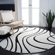 preview thumbnail 68 of 213, SAFAVIEH Florida Shag Sigtraud Abstract Waves 1.2-inch Thick Rug 10' Round - Ivory/Black - Round