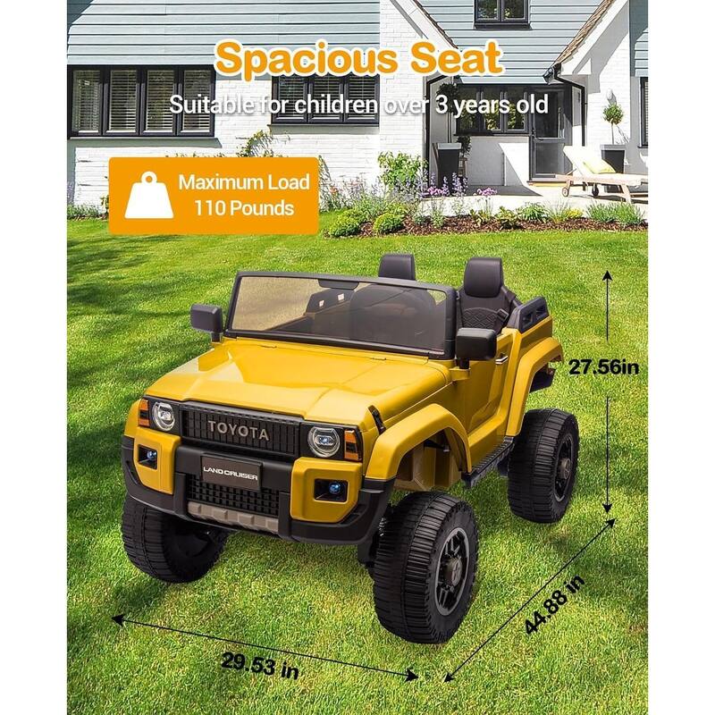 24v Ride On Toys for Big Kids,Licensed Toyota 2-Seater w/Remote Control, 4WD/2WD Switch, LED Lights