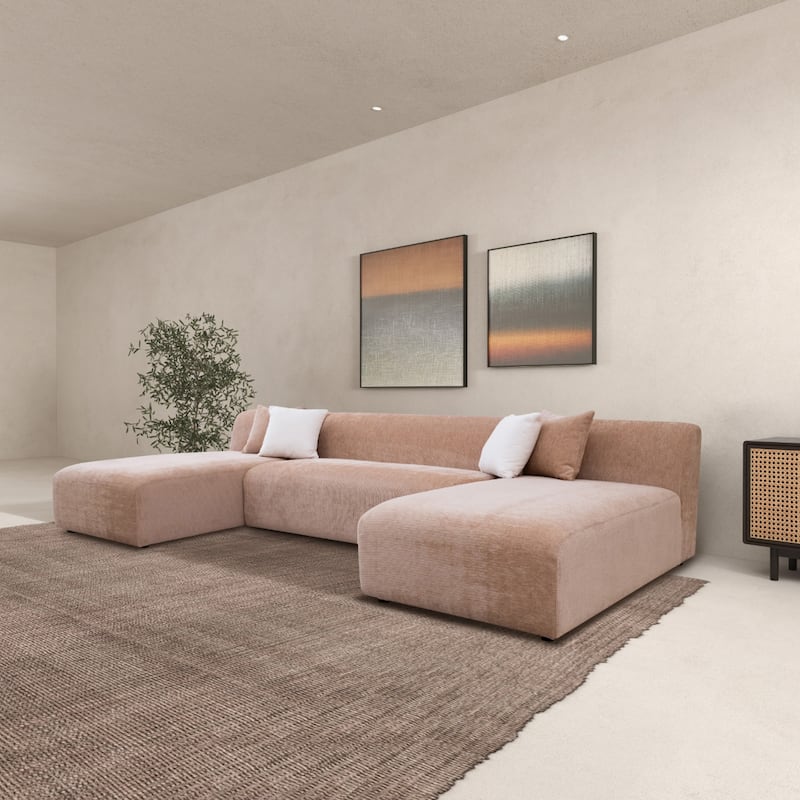 Serenity 3-Piece Chenille U-Shaped Corner Sectional Sofa