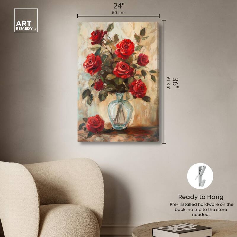Ruby Roses in Riad Glass Canvas by Art Remedy, Gallery Wrapped