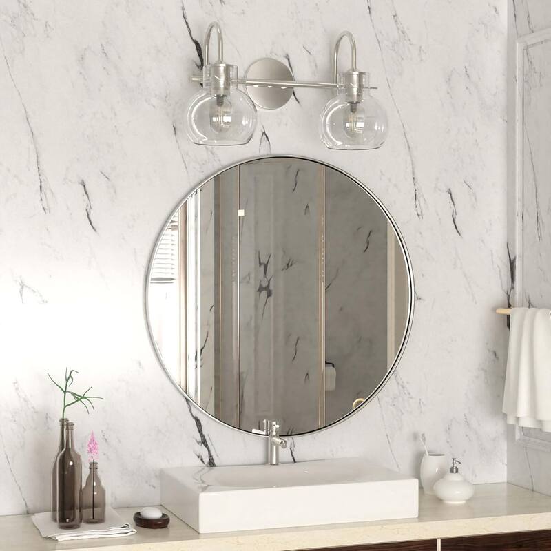 Modern 2/3/4 Bathroom Vanity Lights Clear Globe Glass Shade