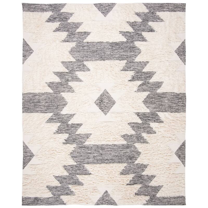 SAFAVIEH Hand-knotted Kenya Liseli Southwestern Tribal Wool Rug - 9' x 12' - Black/Ivory