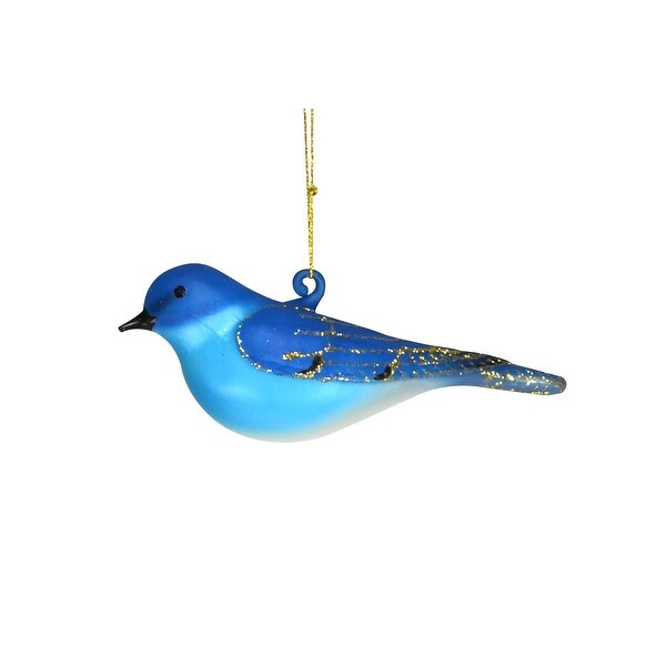 4.5 Mountain Bluebird Hanging Glass Ornament - N/A