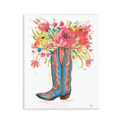 Stupell Floral Cowgirl Boot Pastels Wall Plaque Art Design By Jessica Mingo