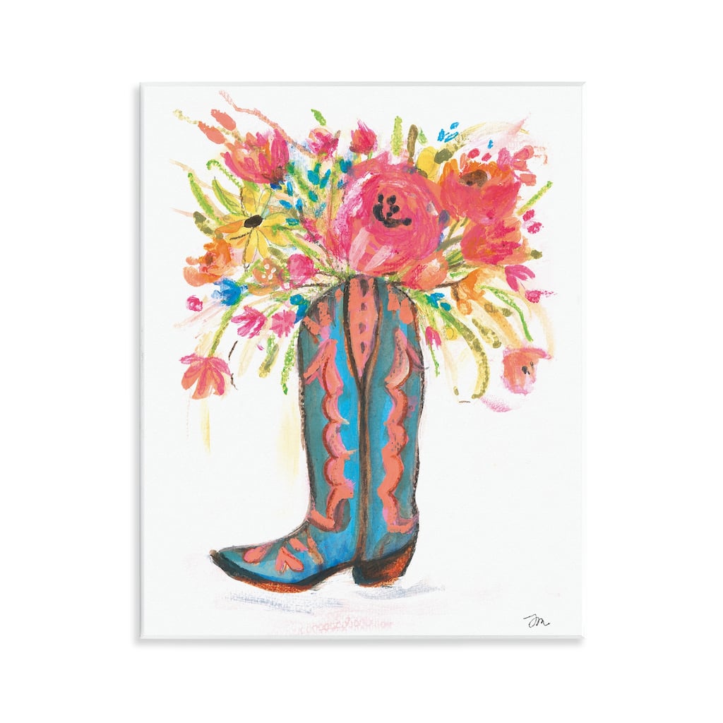 Stupell Floral Cowgirl Boot Pastels Wall Plaque Art Design By Jessica Mingo