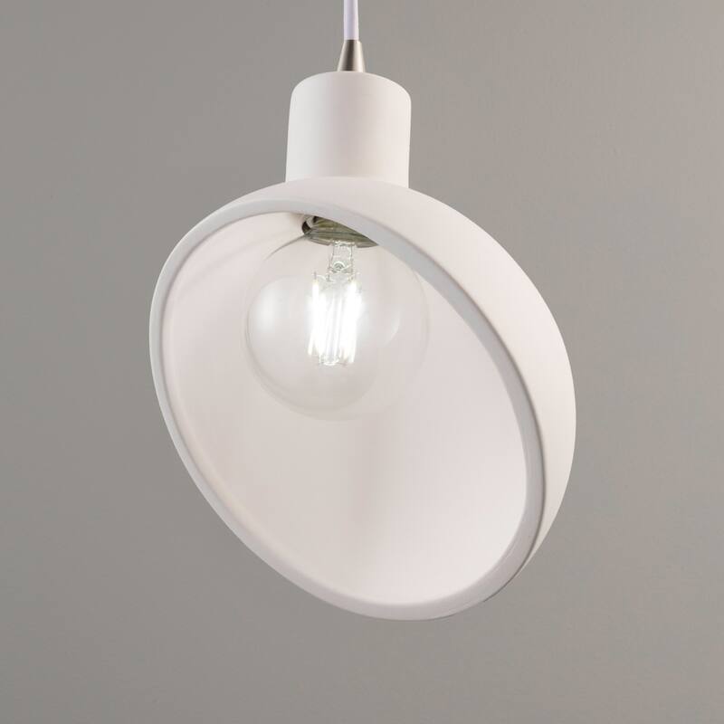 Justice Design Group Radiance Brushed Nickel Sphangle Ceramic Pendant with White Cord