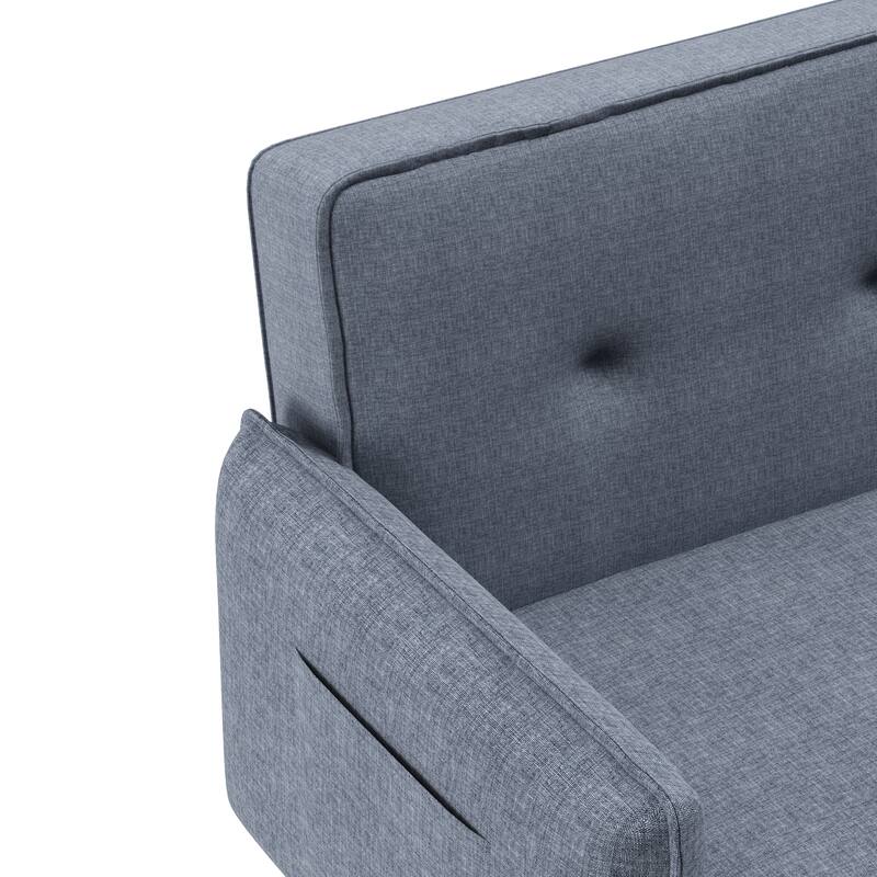 Futon Sofa Bed, Fabric, Solid Wood Leg, Adjustable Backrest