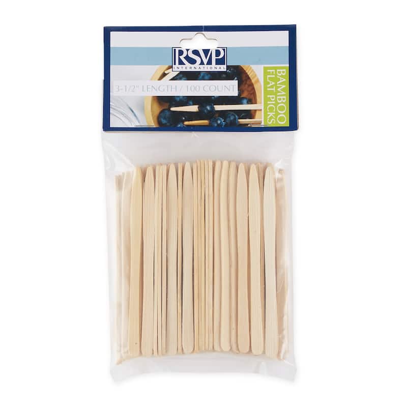 Bamboo Party Picks - Flat, 100-Count, 3-1/2-inch - Bamboo 100 count