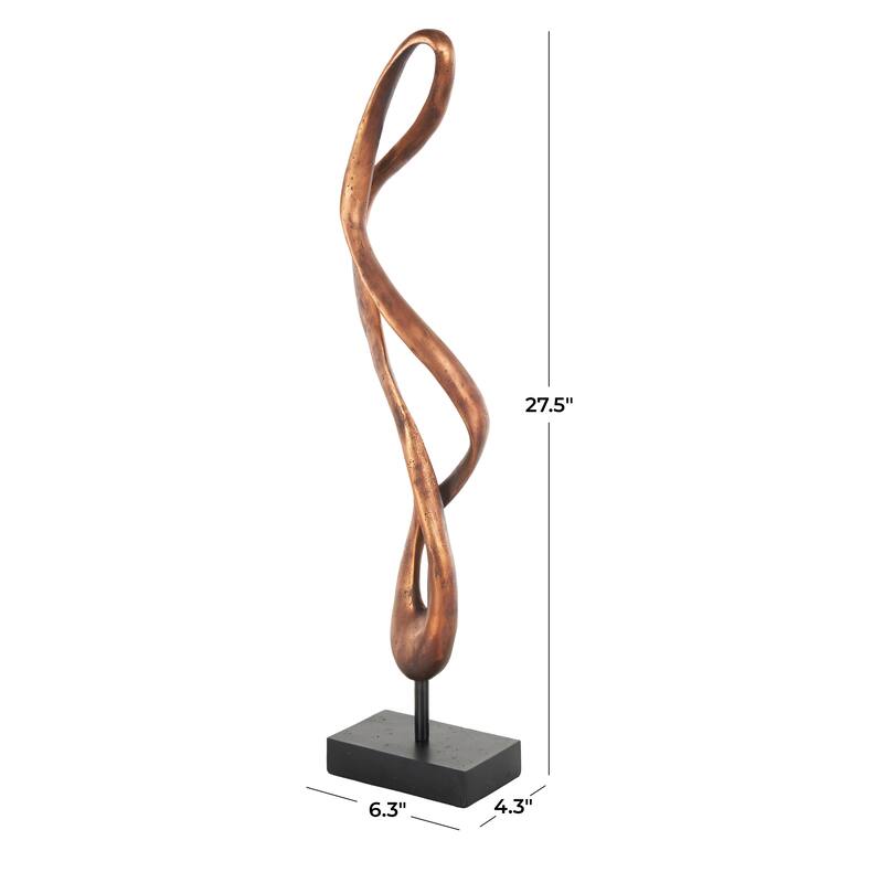 Bronze Polystone Abstract Abstract Decorative Sculpture with Rectangle Black Base