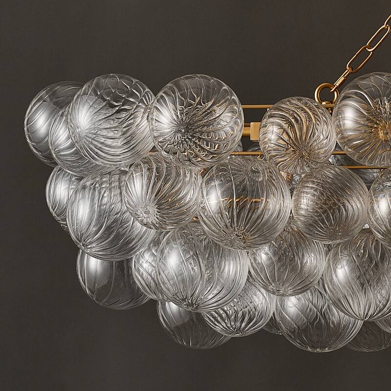 Gold Bubble Ball Chandelier, LED Pendant Light with Glass Globes